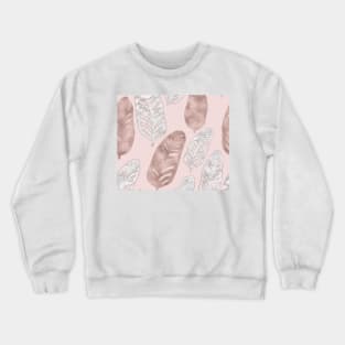 Rose gold and marble feather pattern Crewneck Sweatshirt